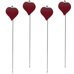 étiquettes-plantes-tige-métal-coeur-iriso-X4-rouge