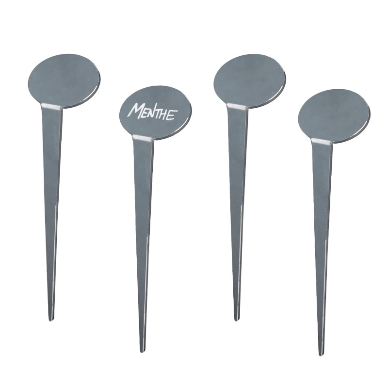Grande étiquette de jardin inclinée forme Ovale - Lot de 4  - Couleurs: Gris