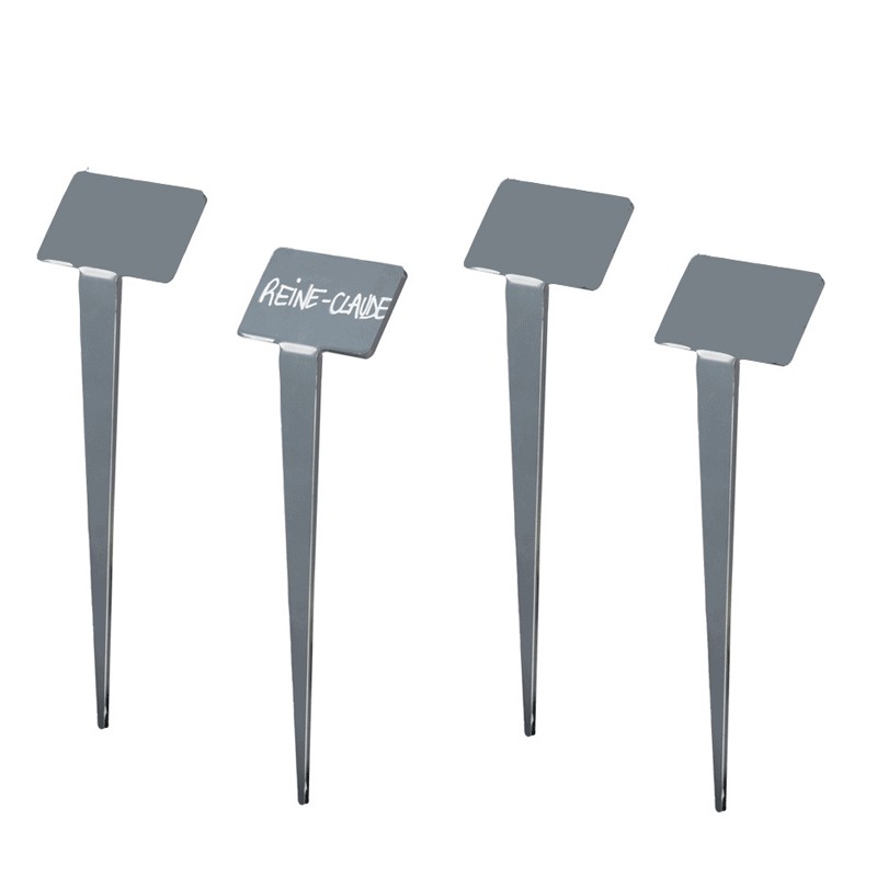 Grande étiquette potager inclinée forme Rectangle - Lot de 4  - Couleurs: Gris