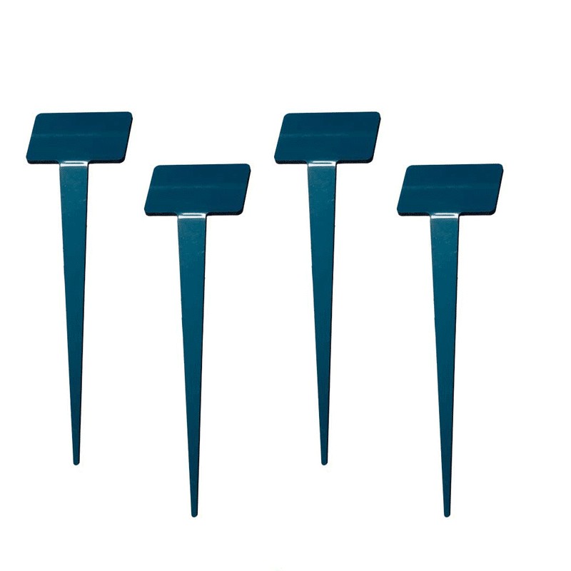 Grande étiquette potager inclinée forme Rectangle - Lot de 4  - Couleurs: Bleu paon