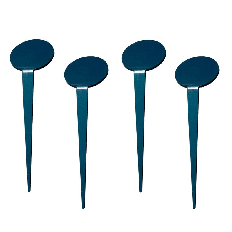 Grande étiquette potager inclinée forme ronde - Lot de 4  - Couleurs: Bleu paon