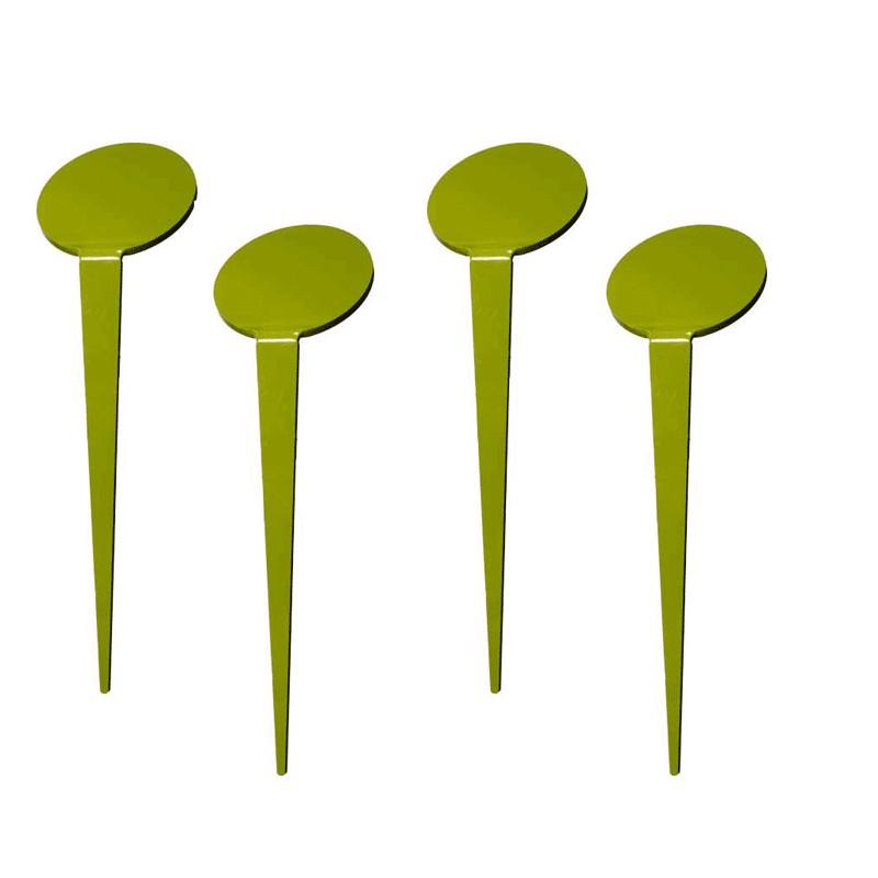 Grande étiquette potager inclinée forme ronde - Lot de 4  - Couleurs: Vert anis