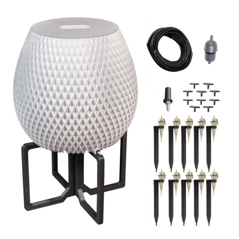 Kit complet irrigation - Goutte à goutte avec réserve d'eau Ananas 50L  - Couleurs: Gris anthracite - Kit: 10 plantes