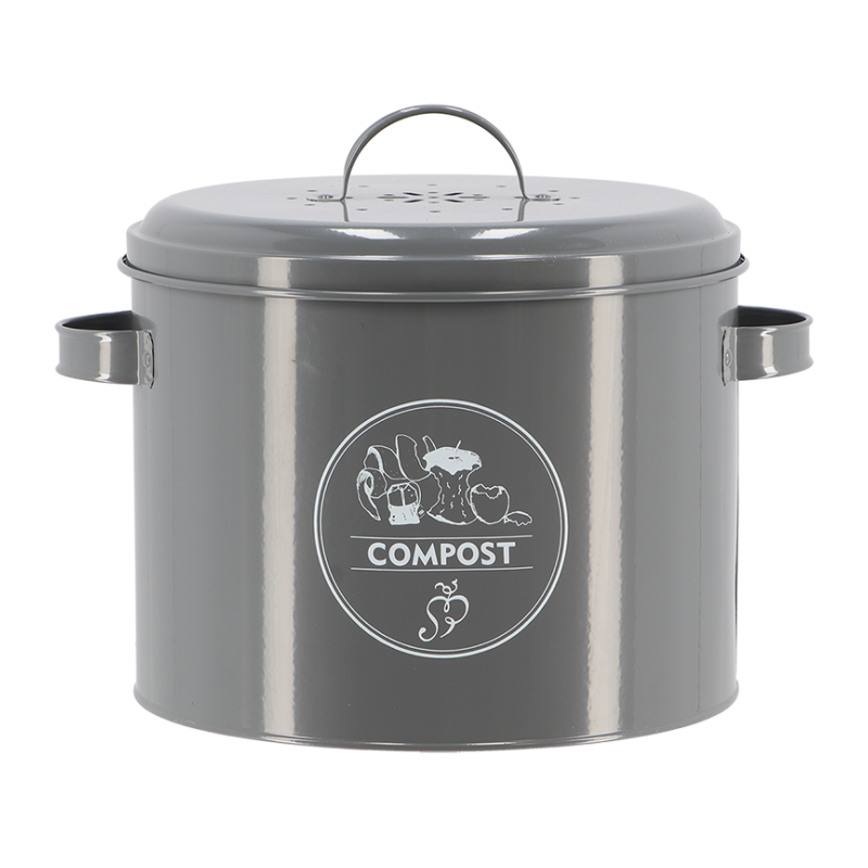 Seau à compost en métal avec filtre charbon  - Couleurs: Gris