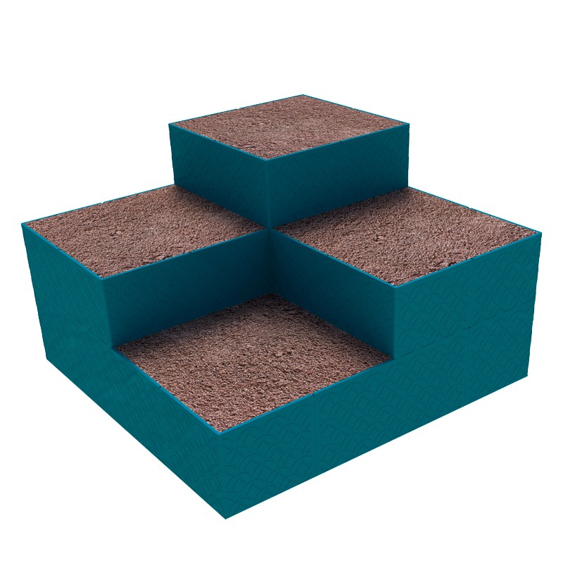Carré jardin potager design multi niveaux  - Couleurs: Bleu paon - Hauteur: 45 cm