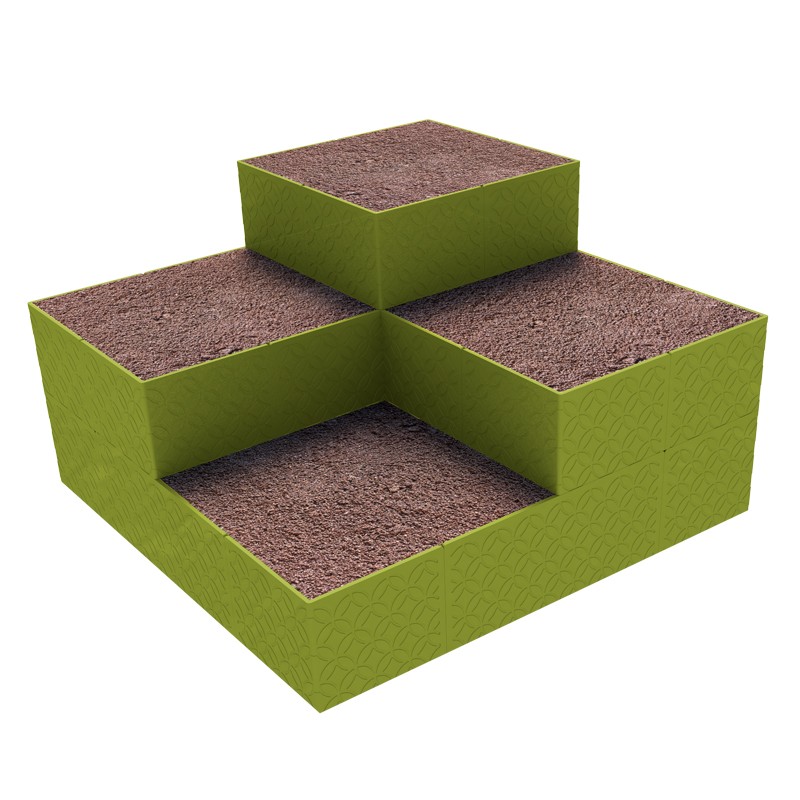 Carré jardin potager design multi niveaux  - Couleurs: Vert anis - Hauteur: 45 cm