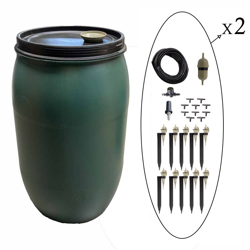 Irrigation goutte à goutte - Kit avec maxi réserve d'eau  - Kit: 20 plantes - Volume: 120L