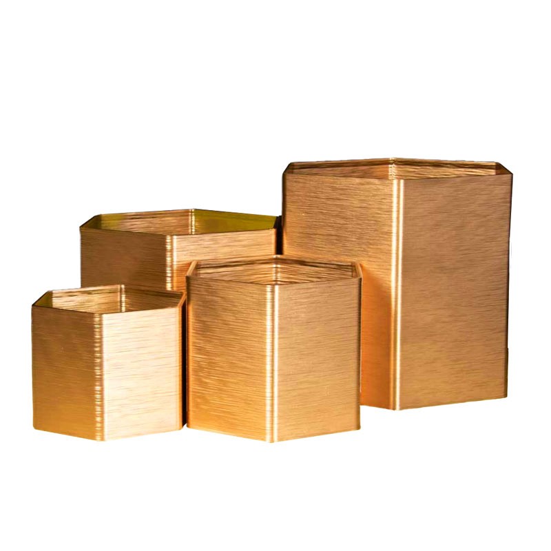Pot de fleur Forme hexagonale  - Couleurs: Or - Volume: 4L