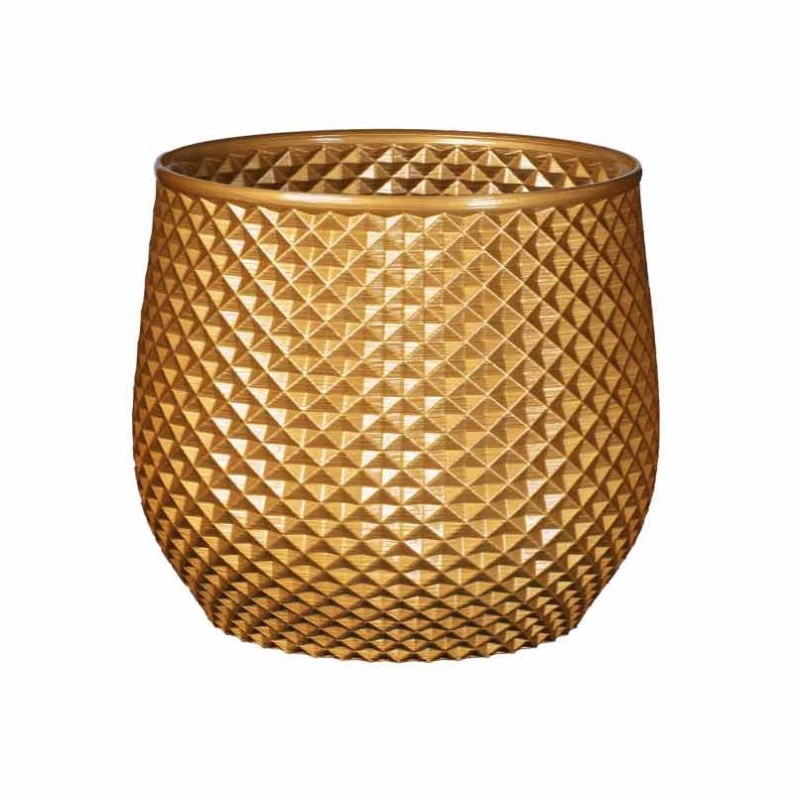 Grand cache pot de fleurs extérieur intérieur design moderne Ananas  - Couleurs: Or - Volume: 7L