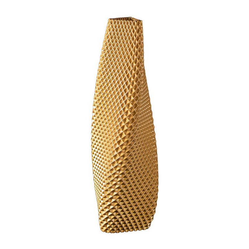 Vase haut motif en relief Ananas  - Couleurs: Or - Volume: 2L