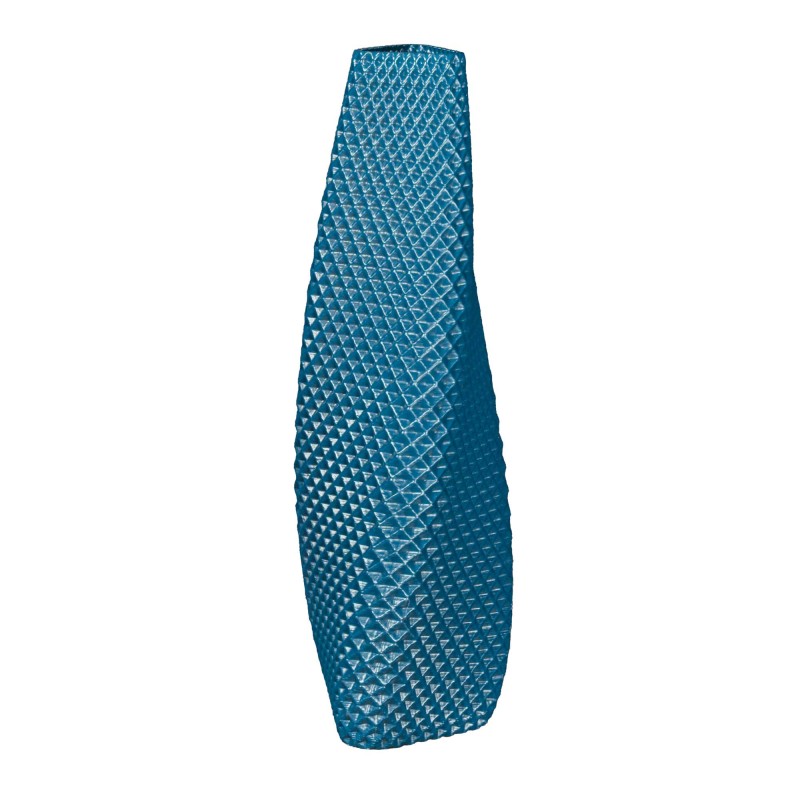 Vase haut motif en relief Ananas  - Couleurs: Bleu paon - Volume: 2L