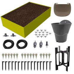 Carré potager 80x120cm - Arrosage autonome goutte à goutte - Kit 16 plants