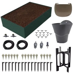Carré potager 80x120cm - Arrosage autonome goutte à goutte - Kit 16 plants