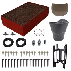 Carré potager 80x120cm - Arrosage autonome goutte à goutte - Kit 16 plants