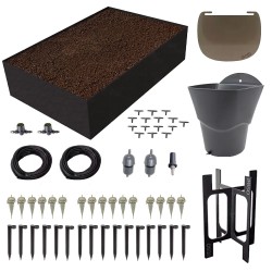 Carré potager 80x120cm - Arrosage autonome goutte à goutte - Kit 16 plants