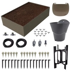 Carré potager 80x120cm - Arrosage autonome goutte à goutte - Kit 16 plants