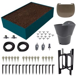 Carré potager 80x120cm - Arrosage autonome goutte à goutte - Kit 16 plants