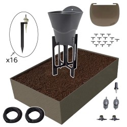 Carré potager 80x120cm - Arrosage autonome goutte à goutte - Kit 16 plants