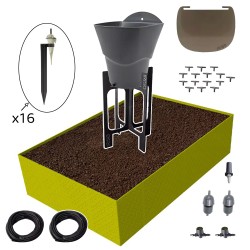 Carré potager 80x120cm - Arrosage autonome goutte à goutte - Kit 16 plants
